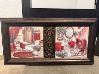 Framed Victorian Bath Wall Art $8