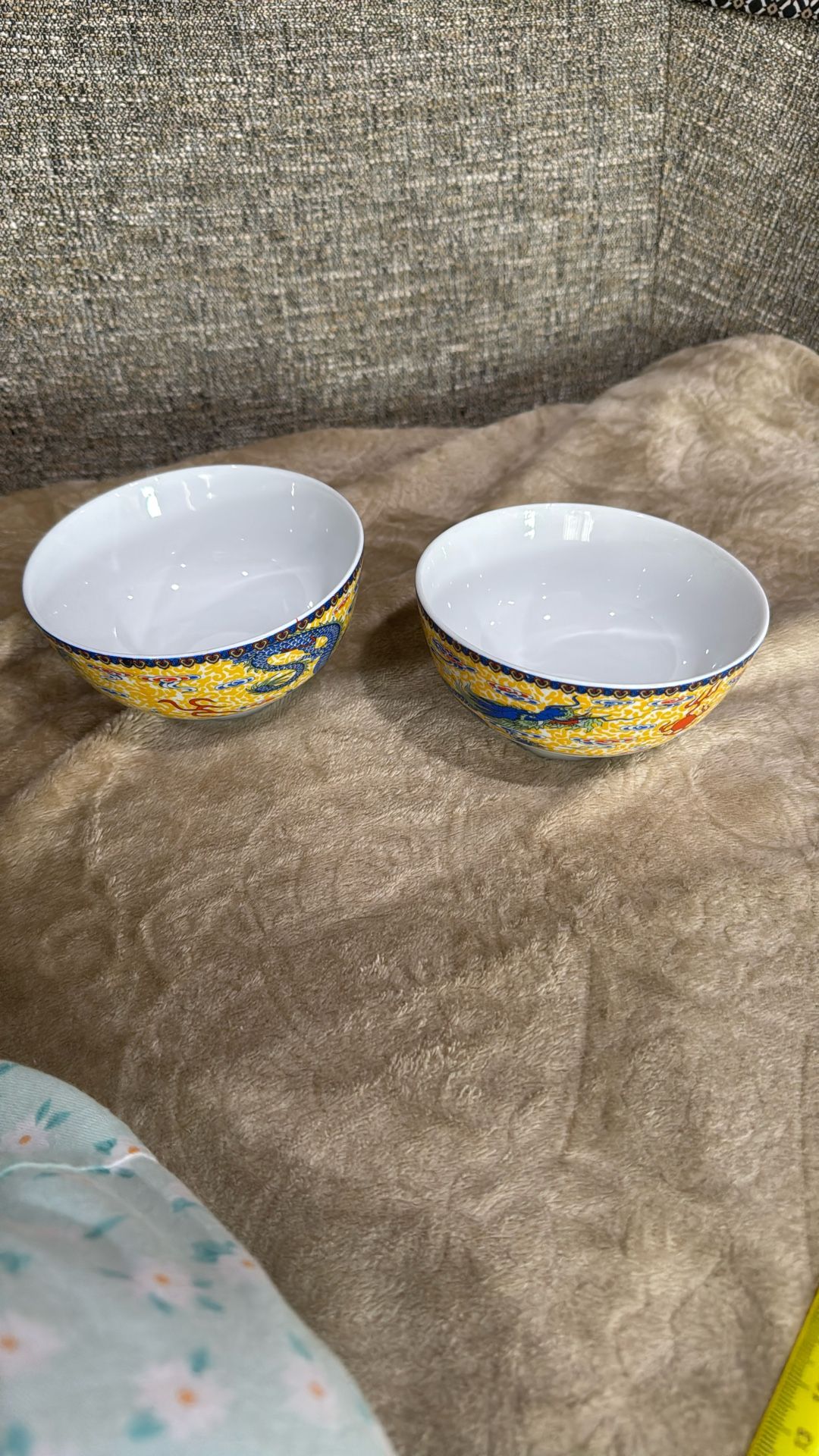 CFI Oriental Tea Cups (Set Of 2) Blue Yellow Dragon Asian Design