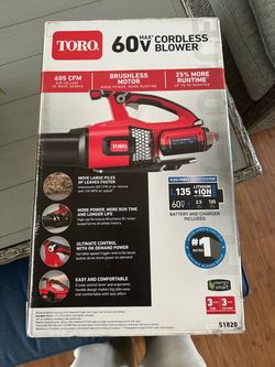 Toro 60V Cordless Leaf Blower 605 CFM w/ Battery & Charger
