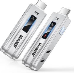 2026 Upgraded Wireless HDMI Transmitter and Receiver 328FT/100M, LED Display Wireless HDMI 4K Decode 1080P Output, Plug&Play 5.8G+2.4G for Video and A