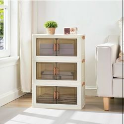 Storage Bins with Lid, 21QT Stackable Plastic Storage Box, 3-Tier Folding Closet Organizers, for Home, Office, Dorm, White brand new in box $25 M6（3）