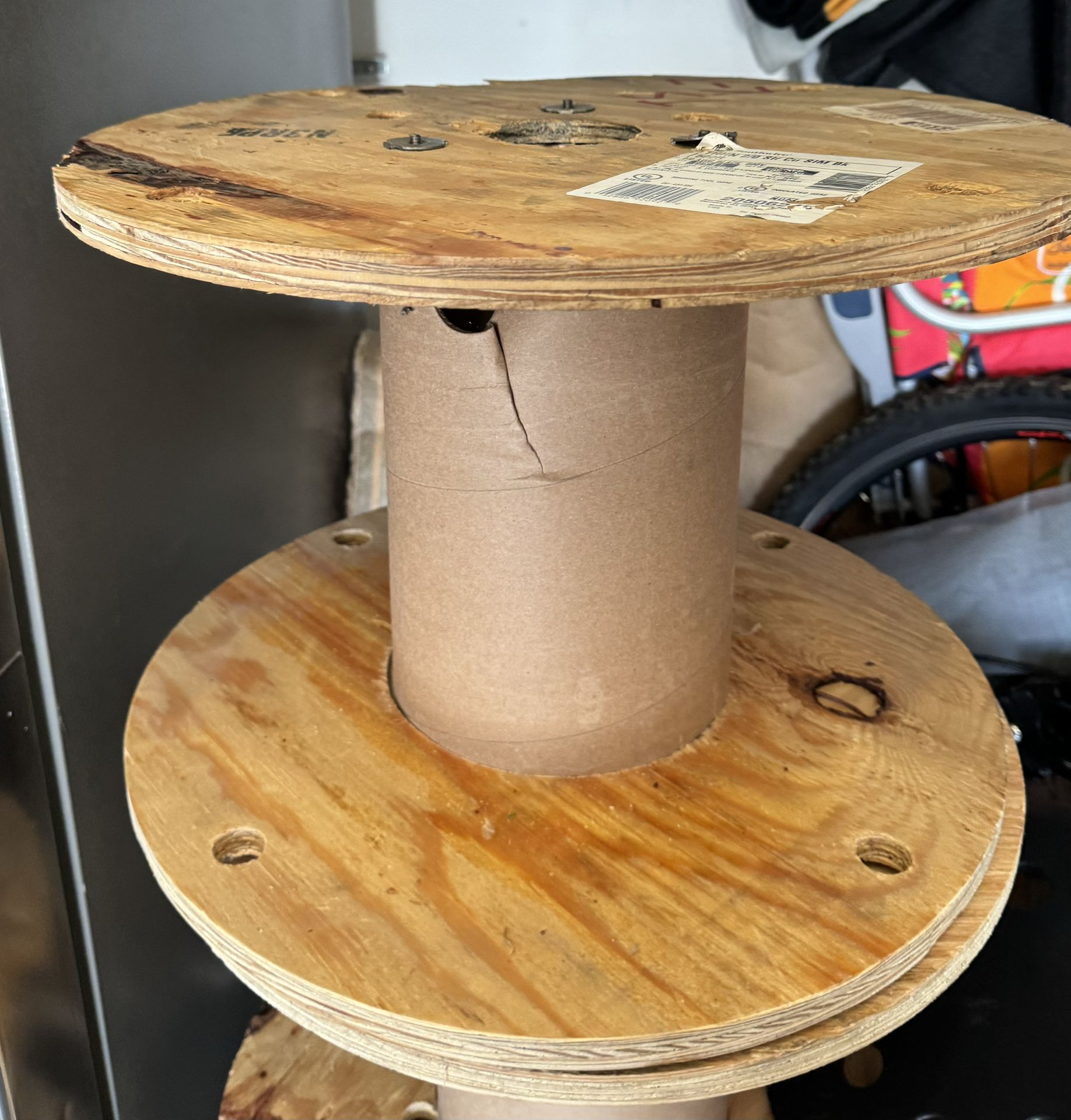 Small Cable Spool DYI Rustic Farmhouse Table - Plant Stand - End Table - Indoor Outdoor Table