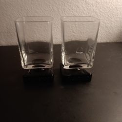 NEW MCM Pair of Di Saronno Italy Black Footed Pedestal 5" Glasses.

