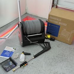 Brand New Giraffe Tools Grandfalls Retractable Wall Mount Pressure Washer Plus, Max 2900PSI 2.2 GPM, Electric Power Washer with 100ft Pressure SKU335