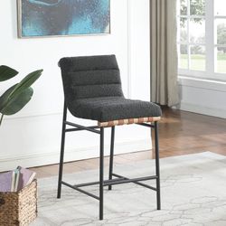 Dark Grey Boucle Fabric BAR STOOL / Silla Gris Oscuro Para Bar 🔥🔥