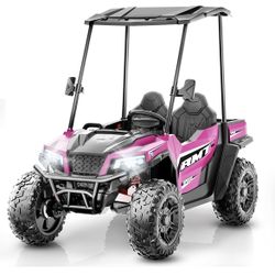 24V Kids Ride on Toys, Dump Truck 2 Seater w/Sun Shade, Dump Bed & Shovel, 5MPH, 4WD Kids' Electric Vehicles, Electric Car w/Remote, Electric Car for 