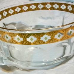 RARE VINTAGE CULVER Glassware Valencia Salad Bowl Gold