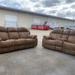 Leather Suede Sofa Set Reclining Electric 🦖