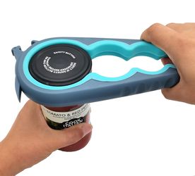 Multi Jar Opener and Can Opener, Get Lids Off Easily (Blue and Grey)