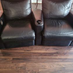 Black  Leather  Theater Chairs