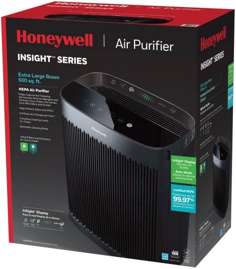 Honeywell - InSight HEPA Air Purifier, Extra-Large Rooms (500 sq.ft) - Black