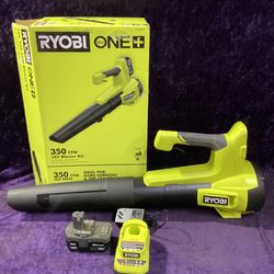 🛠🧰RYOBI ONE+ 18V 100MPH/350CFM Variable Speed Jet Fan Leaf Blower w/4.0Ah Batt&Charger-NEW!-$90!🧰🛠