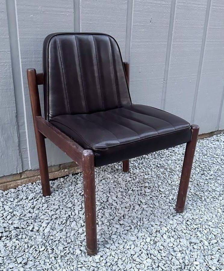 Antique Mid Century Rosewood And Leather Scandinavia Chair