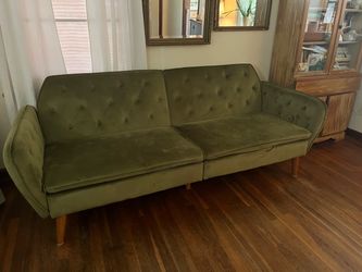 Green velvet couch