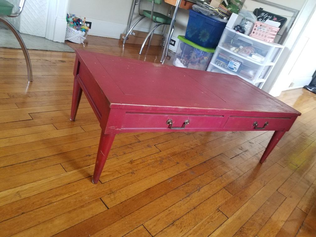 Red Coffee Table with drawers
