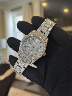 VVS Mossanite Icedout 41mm men’s watch/Diamond Tester Certified