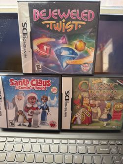 Nintendo DS 3‑Game Bundle Bejeweled Twist Junior Classics Santa Claus Tested