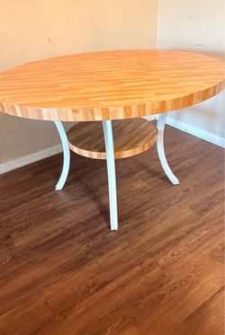 Round Butcher Block Dining Table 48”