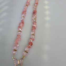 Pink butterfly necklace 