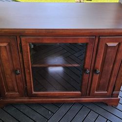 43 in. TV Stand with Storage- Brown Cherry