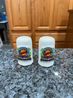 Vintage MGM Grand Adventures Las Vegas pair of Salt and Pepper Shakers. Size approximately 2 1/2 inches tall. Brand new with tag on the bottom never
