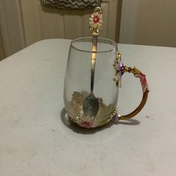 Pink And Gold Enamel Glass 