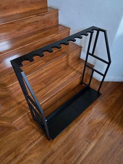 Floor Standing Racks Indoor with Foot Padding, Display Stand, Wood + Metal, Black