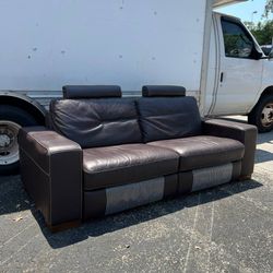 NATUZZI 2 SEATS RECLINER BROWN LEATHER SOFA