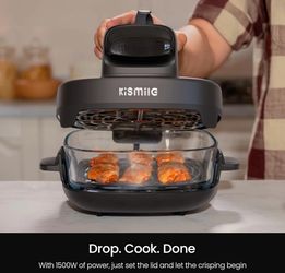 5-In-1 Portable Glass Air Fryer with Dual Glass Containers and Lids/Freezer & Di