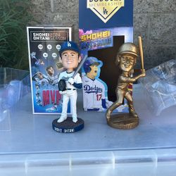 GOLD and SILVER bat Shohei Ohtani Dodgers Bobbleheads 