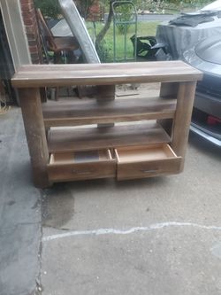 Wood TV Stand with Shelves and Drawers