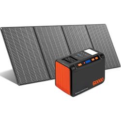 250W Portable Power Station 222Wh with 40W Solar Panel, 110V AC