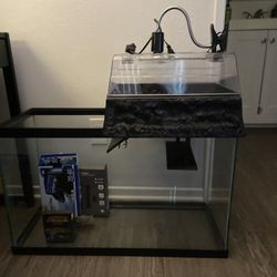 30 Gallon Fish Tank Used For Red Eared Slider With Basking Area 