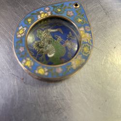 Vintage Japanese in CLOISONNE magnifying glass fire of the dragon