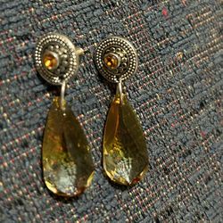 Silver Amber Tone Earrings