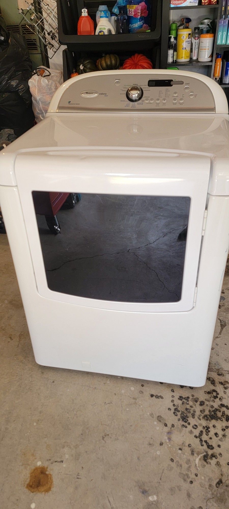 Used Whirlpool Cabrio Gas Dryer 120v With Steam Function. Water Hose Included