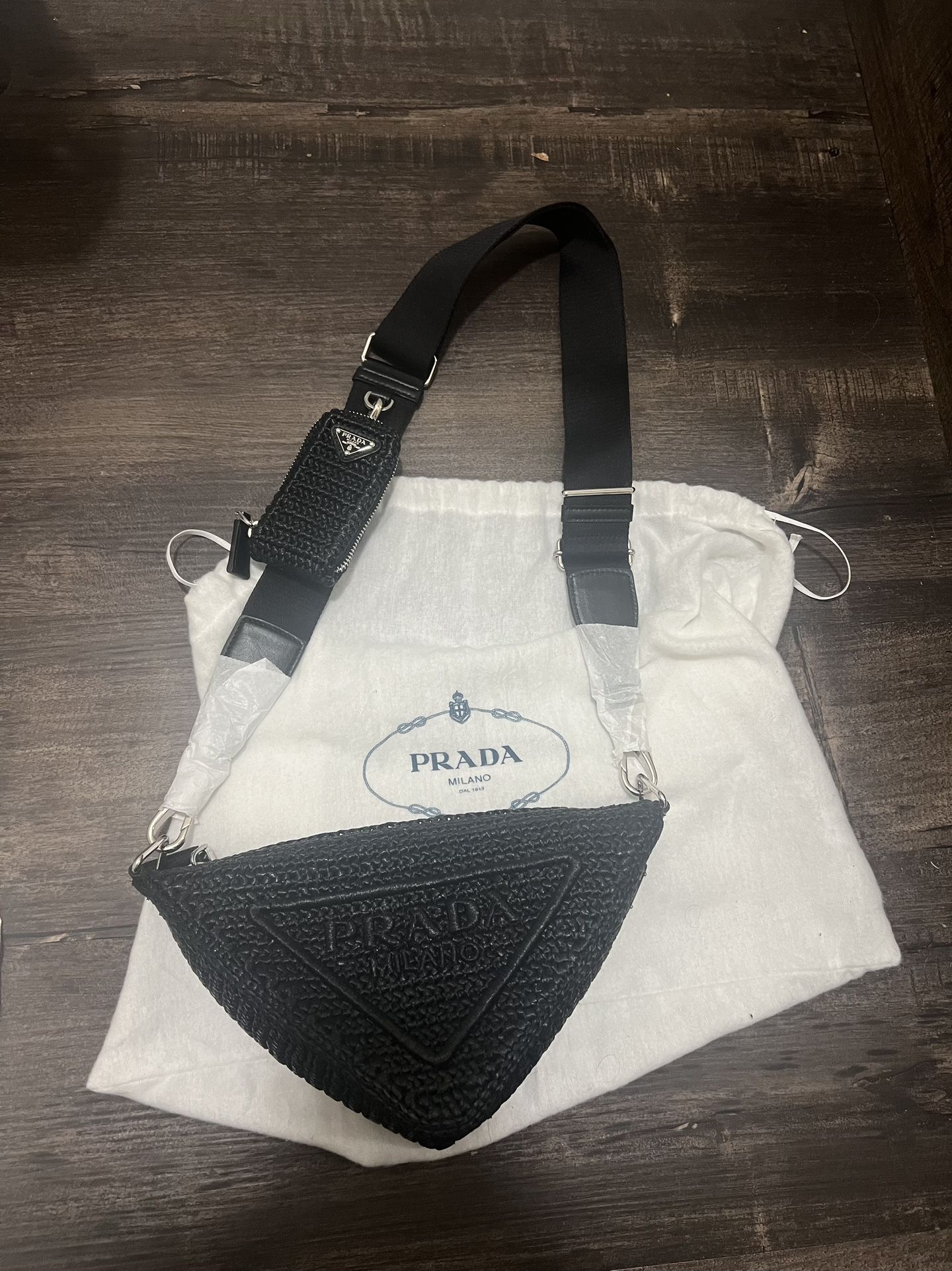 Prada Authentic Triangle crochet shoulder bag