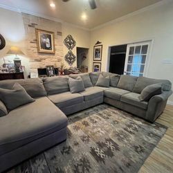 Large L-Shaped Gray Sectional with Chaise
