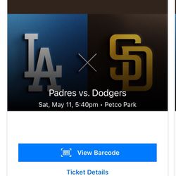 Padres vs Dodgers Saturday 5/11 Tickets