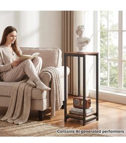 2 Tier Tall Plant Stand, Multi-Functional Small Side Table for Indoor Plants