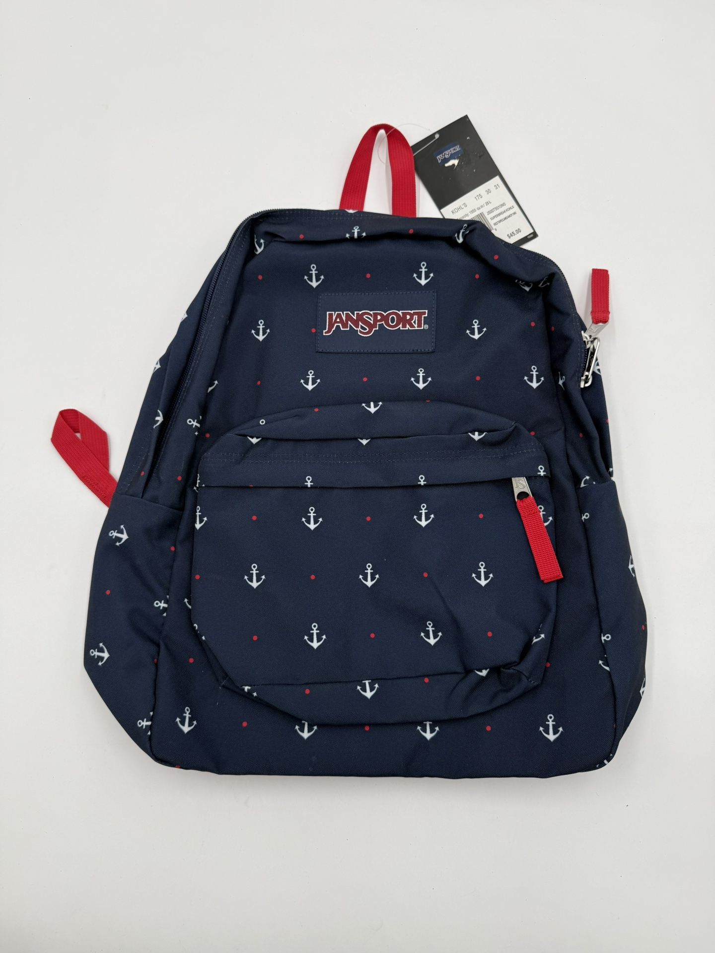 JanSport SuperBreak Backpack Anchors Navy Red 25L New With Tags