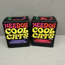 NeeDoh Cool Cats Squishy Toy Select Color Pink & Purple. Lot Of 2