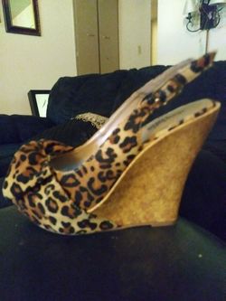 Leopard print wedges