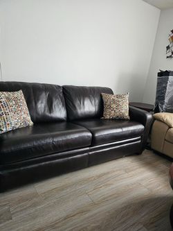 Dark Brown Leather Sofa