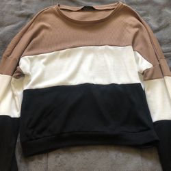 SHEIN Contrast Panel Waffle Knit Sweatshirt