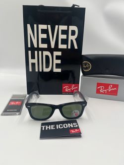 ray ban polarized  green  lens black frame $80