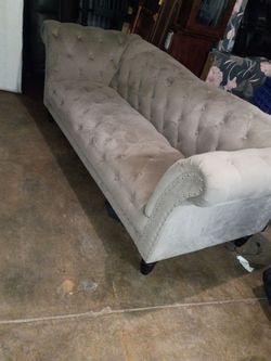 Gray Velvet Tufted Chesterfield Sofa