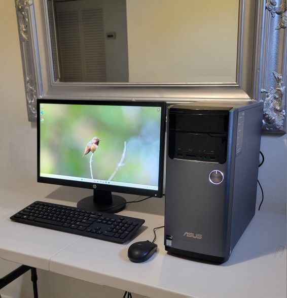 Asus HDMI INTEL i5-7400 @ 3.00GHz 16GB RAM DDR4,128GB SSD & 500GB HDD, HP HDMI 22"screen".Win 11Home