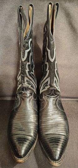 ***MEN’S BLACK LEATHER WESTERN COWBOY DRESS BOOTS***