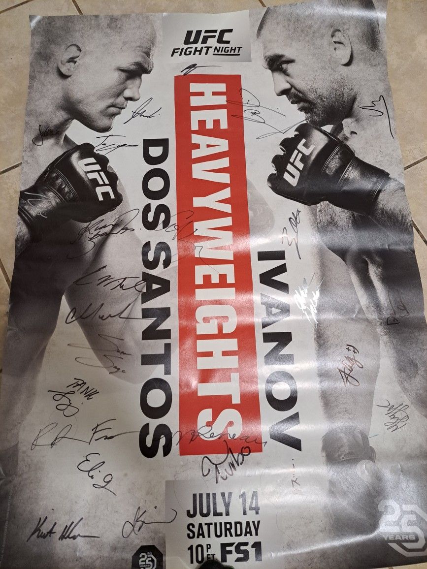 Autographed UFC Poster: Dos Santos Vs Ivanov - Includes Alexander Volkanovski